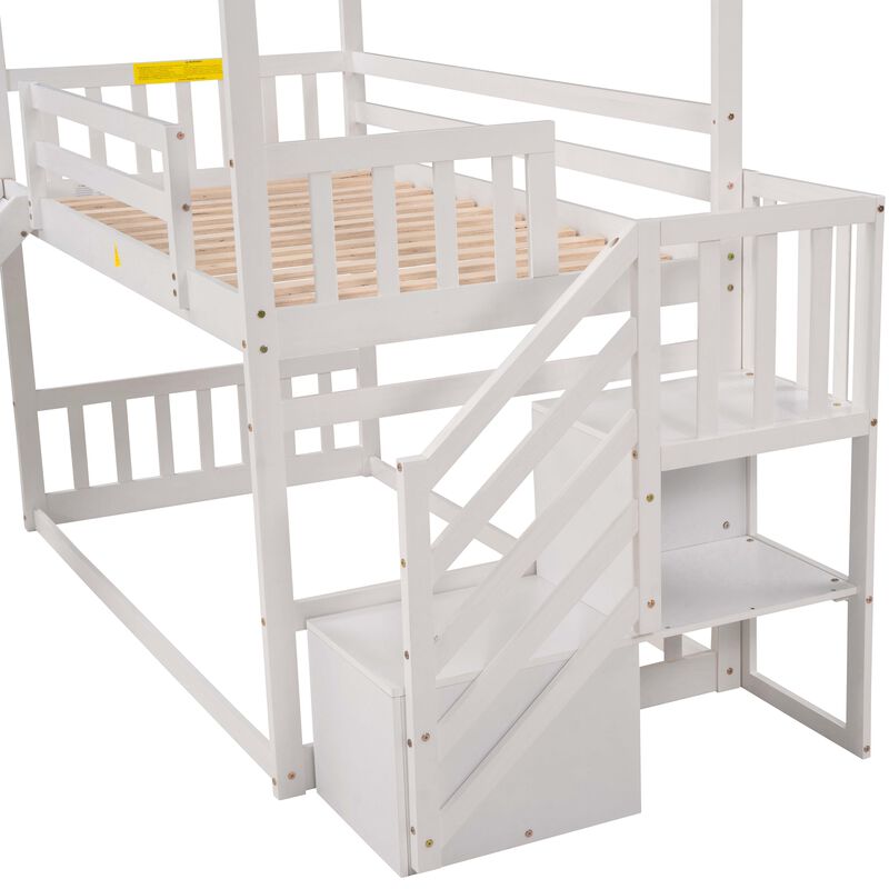 Merax House Bunk Bed with Slide