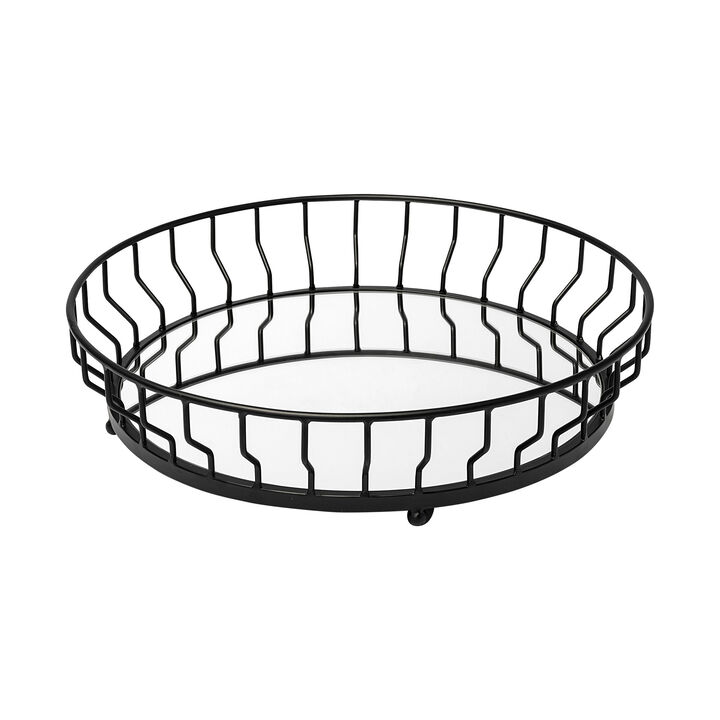 Indoor Outdoor Round Metal Tray with Handles – Decorative and Functional Tray for Home and Patio