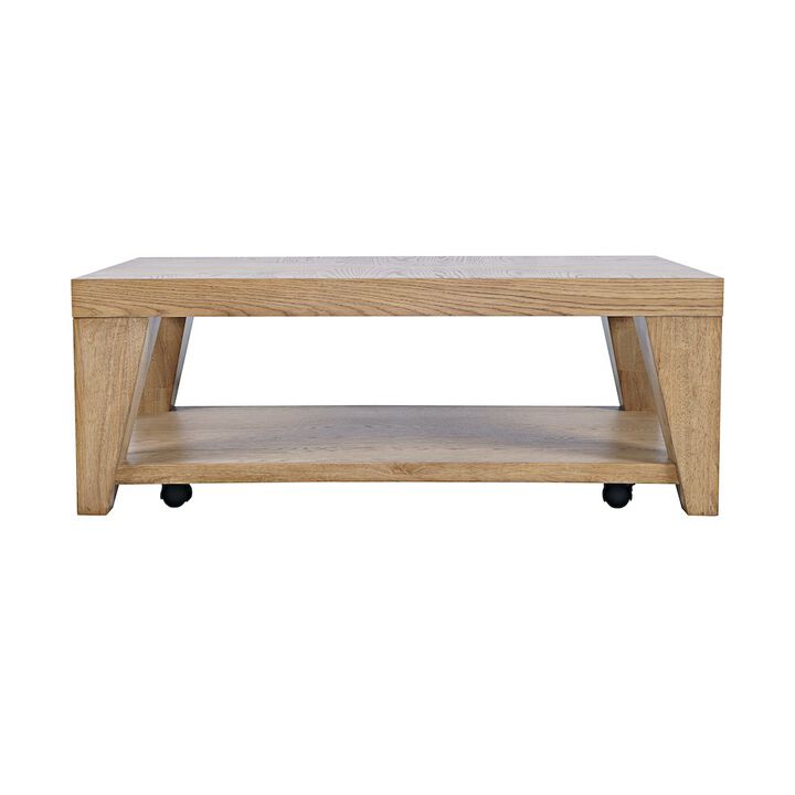 Jofran Modern Contemporary 50 Coffee Table with Storage Shelf and Hidden Casters