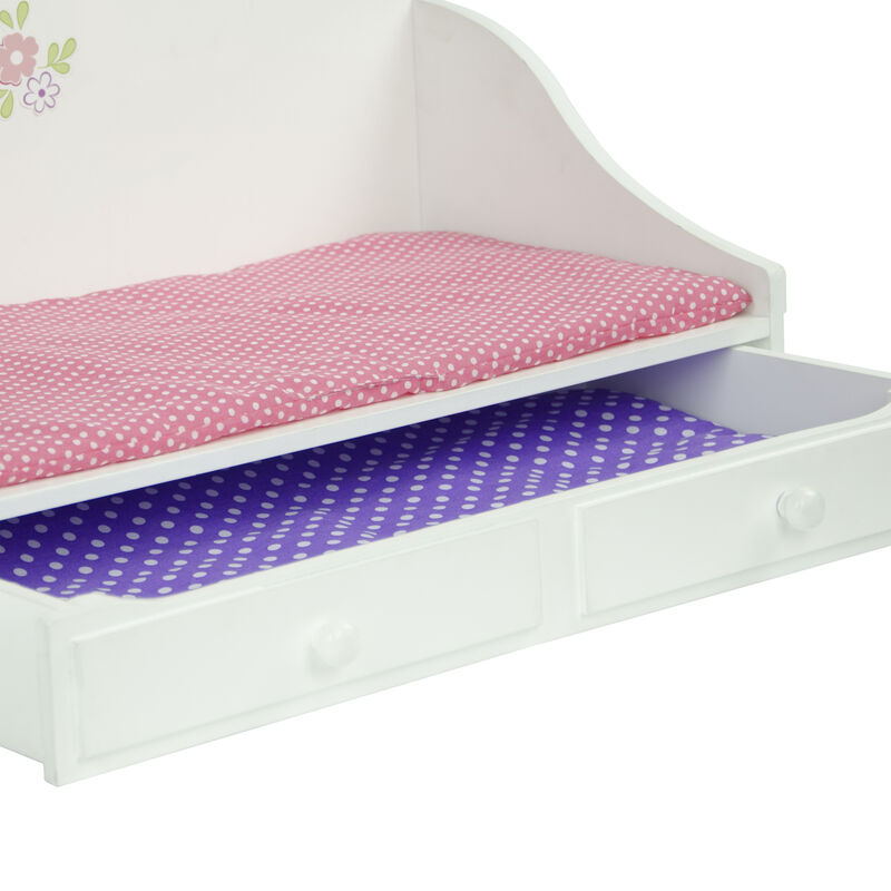Olivia's Little World Trundle Day Bed with Bedding for 18" Dolls, White/Pink image number 3