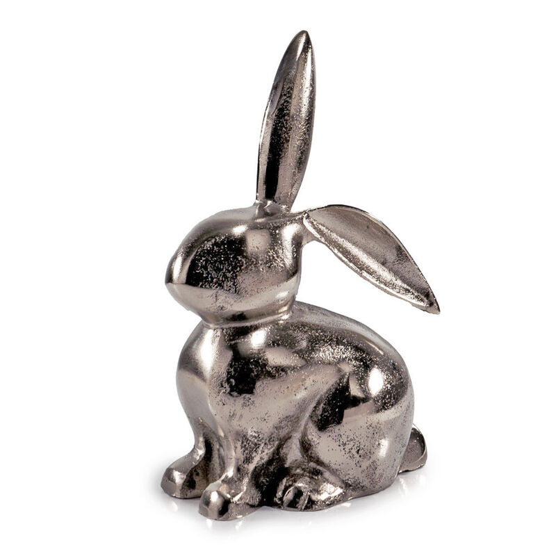HomeRoots 9" Silver Aluminum Rabbit Tabletop Sculpture image number 0