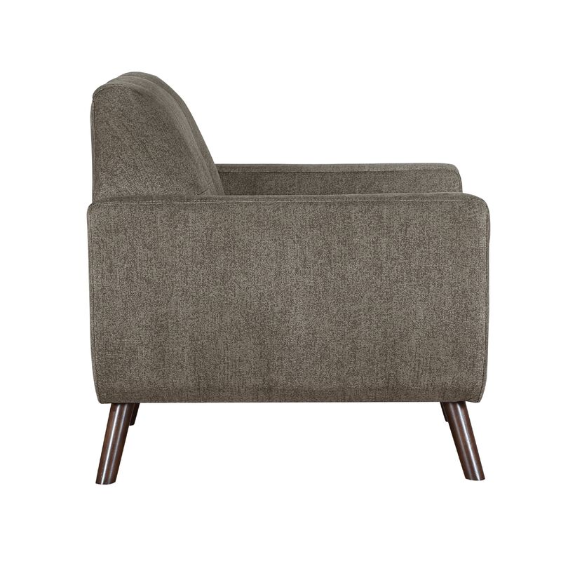 Jany Accent Chair, Tufted Brown Textured Microfiber, Walnut Tone