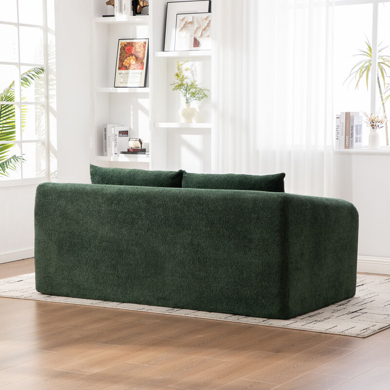 GOODSILO 2-in-1 Pull Out Foldable Loveseat Sofa Bed with Armrest & Backrest Pillows image number 8