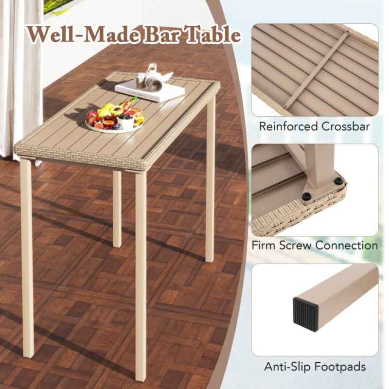 Hivvago Outdoor Patio Bar Table Heavy Duty Rectangle Metal Frame