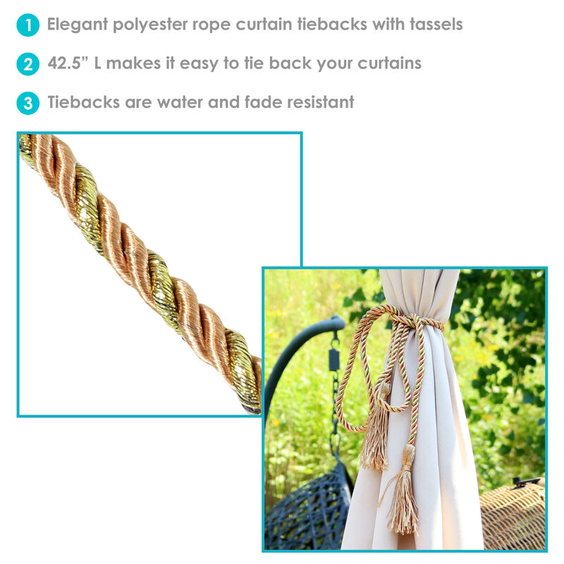 Sunnydaze Indoor/Outdoor Rope Curtain Tiebacks