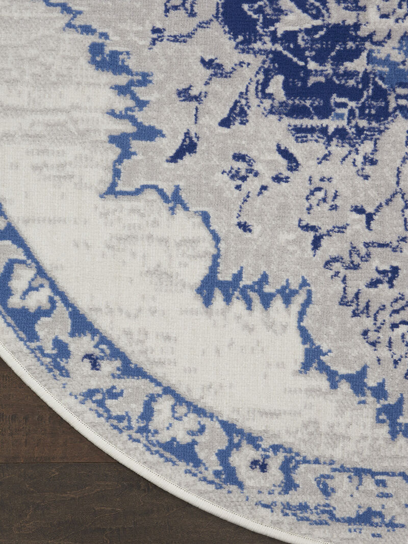 Whimsicle WHS14 Ivory/Blue 5' x Round Rug image number 2