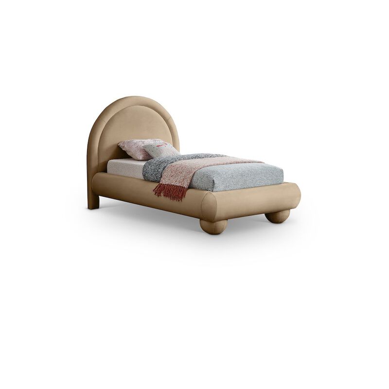 Meridian Furniture Madrid Beige Velvet Twin Bed