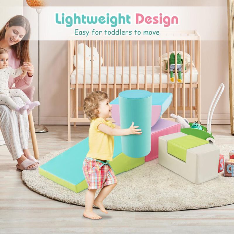 Hivvago 6 Pieces Foam Climbing Blocks Indoor Climb and Crawl Activity Playset with Rectangles