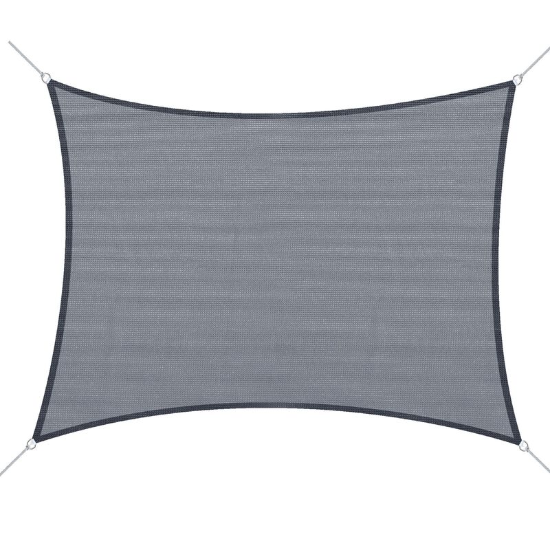 Expansive Sun Shield: 20'x13' Grey Rectangle Shade Sail with D-Rings & Rope