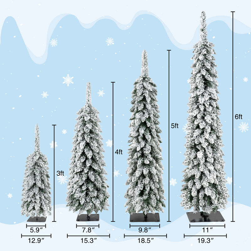 Menmir 4 Pack Pre-Flocked Christmas Trees image number 9
