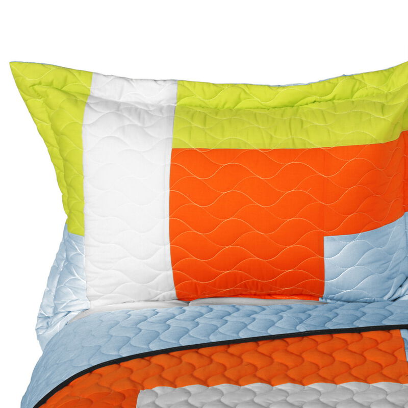 Queen Size Quilted Patchwork Quilt Set with Matching Pillow Shams image number 2