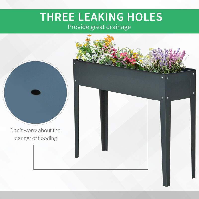 Hivvago Raised Garden Planter Metal Box with Drainage Holes image number 5