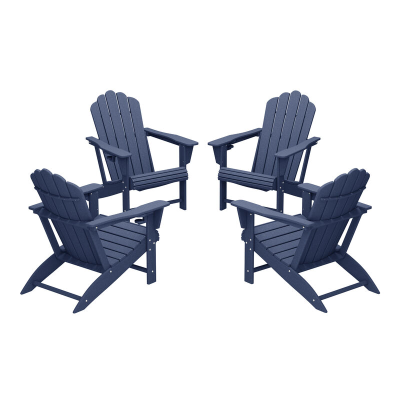 WestinTrends Outdoor Patio HDPE Adirondack Chairs With Cup Holders (Set of 4)