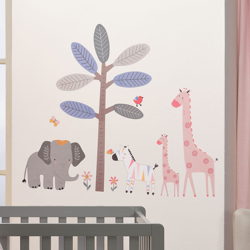 Lambs & Ivy Jazzy Jungle Elephant/Zebra/Giraffe/Tree Wall Decals/Stickers