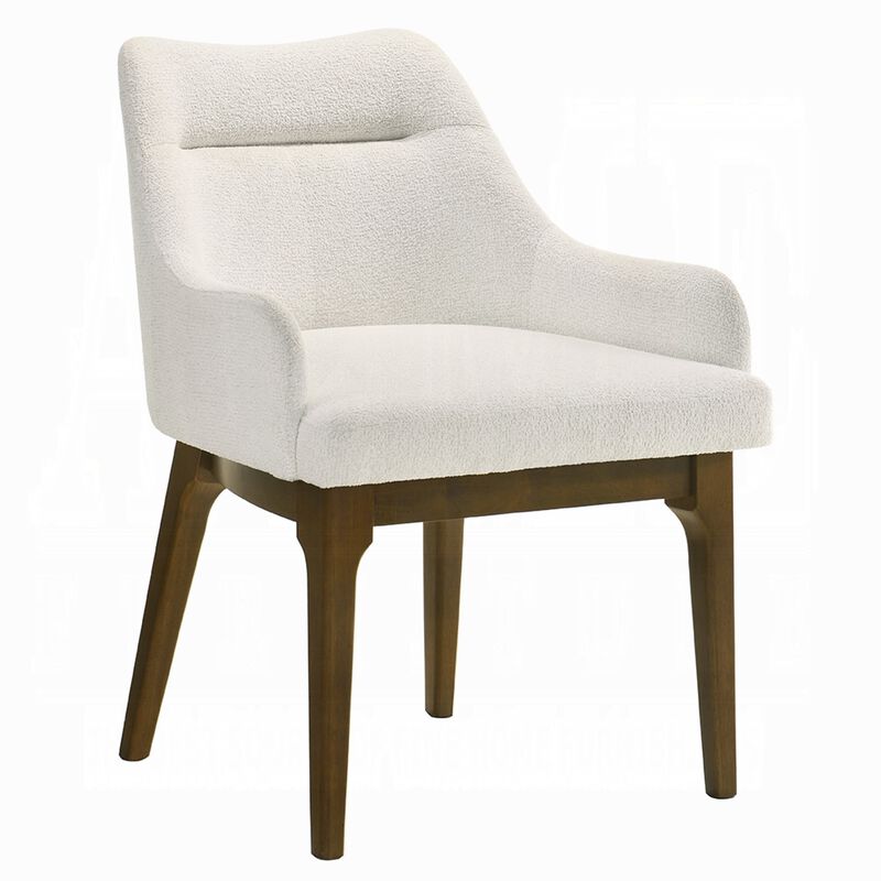 Pery Dining Side Chair Set of 2, White Chenille, Angled Oak Brown Legs image number 0