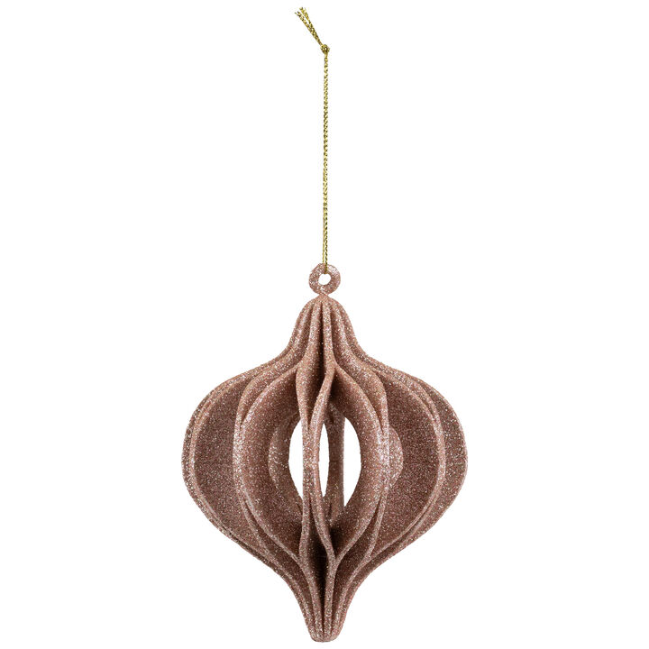 Champagne Open Cut Glitter Onion Shatterproof Christmas Ornament 5" (127mm)