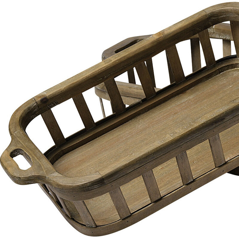 Wood Tray Set of 2 with Handles – Sturdy Serving Trays for Indoor, Outdoor, and Entertaining Use