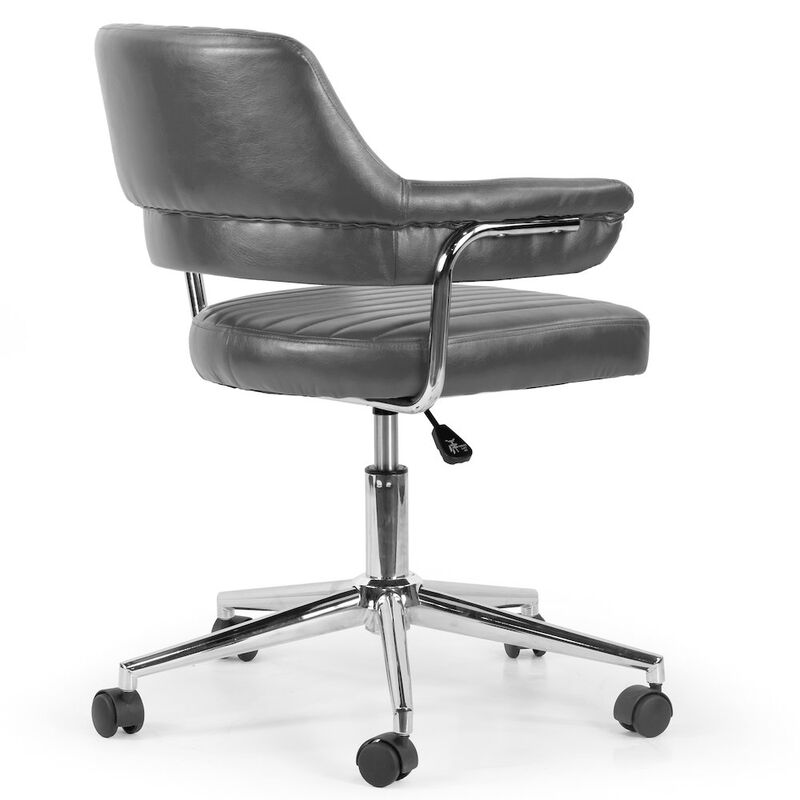 Glamour Home Avery Gray Faux Leather Adjustable Height Swivel Office Chair with Arms