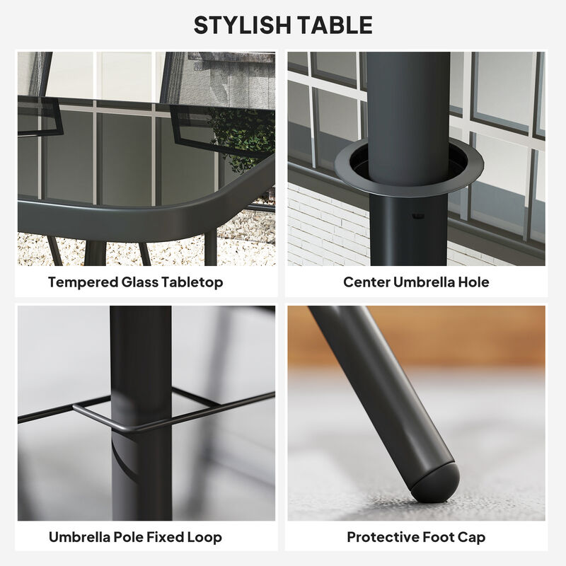 Hivvago Patio Furniture Set with Umbrella and Mesh Chairs image number 3