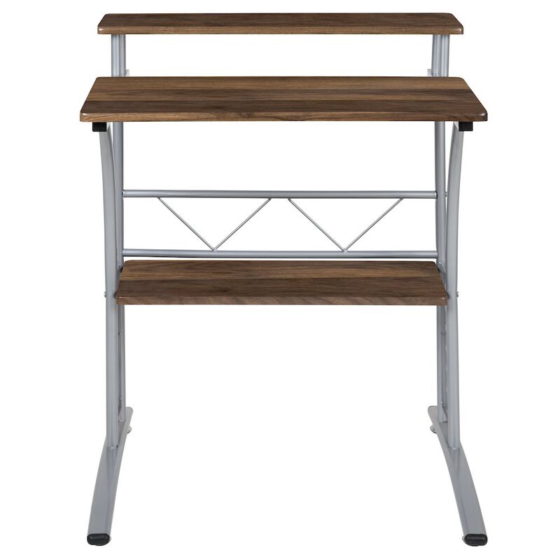 Flash Furniture Rustic Walnut Computer Desk with Top and Lower Storage Shelves image number 7