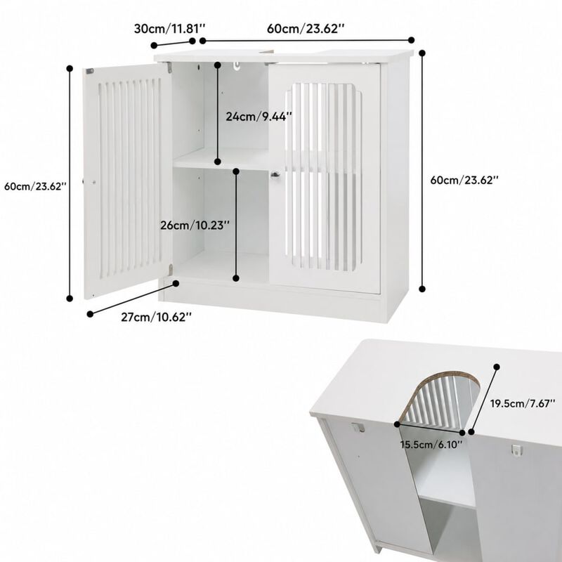 ELEMENT ACE Louvered Double-Door Floor-Standing Bathroom Vanity Cabinet Without Basin Adjustable Shelf Moisture Resistant Unit image number 1