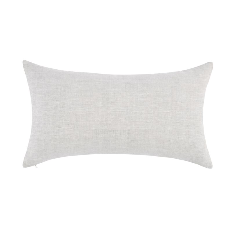 Lumbar Accent Throw Pillow, 14x26, Cotton Linen, Blue Watercolor Print - Benzara