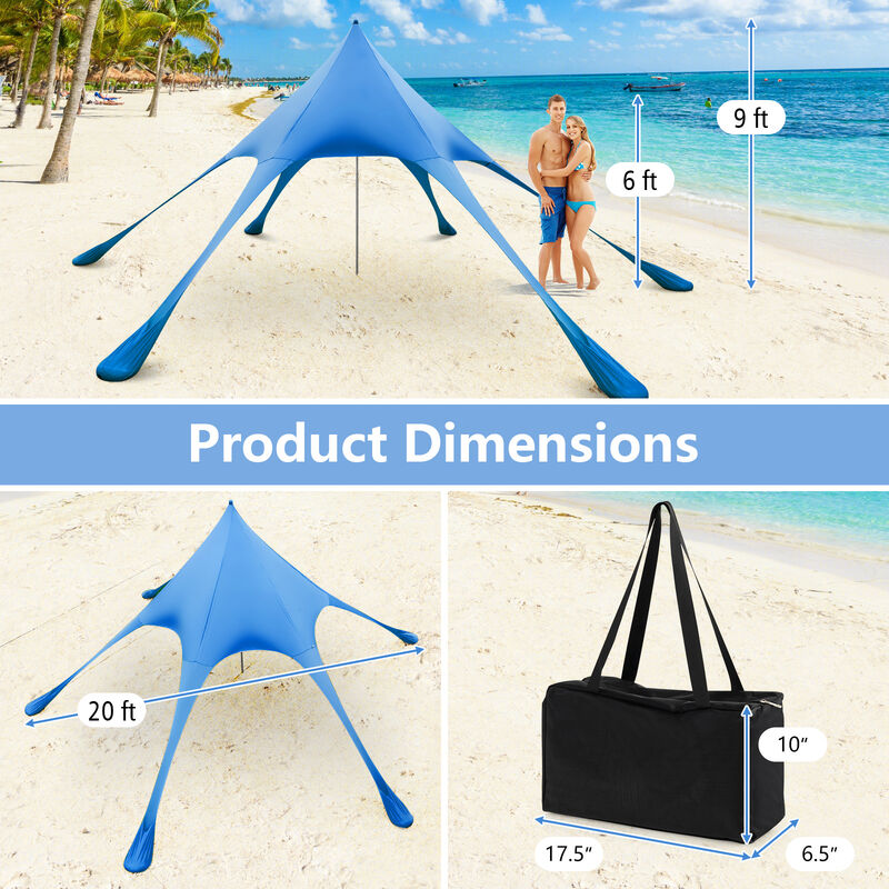 Beach Canopy Tent with UPF50+ Sun Protection and Shovel