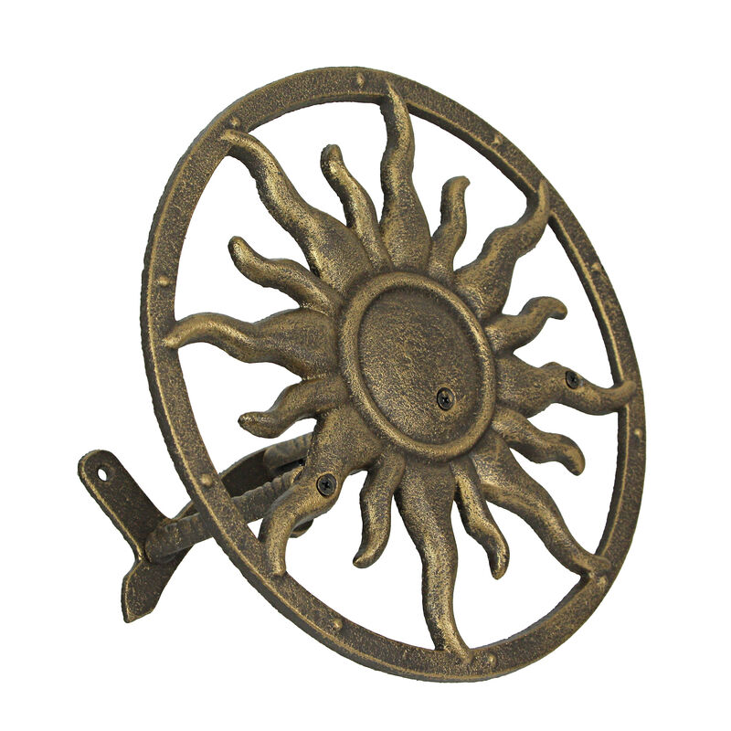 Cast Iron Celestial Sun Wall Mounted Hanging Garden Hose Holder Bronze image number 0