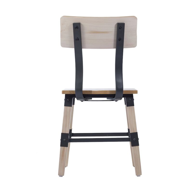 Flash Furniture Jackson 2 Pack Rustic Antique White Industrial Wood Dining Chair image number 3