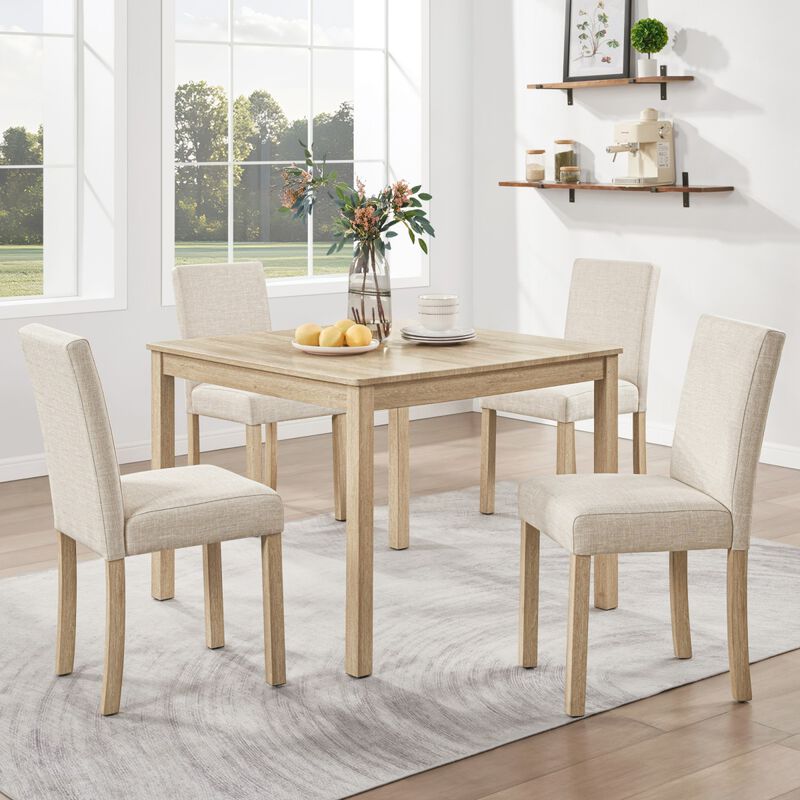 5 Piece Dining Table Set with 4 Chairs, square wooden dining table set for kitchen, dining table set for 4, modern dining furniture set image number 1