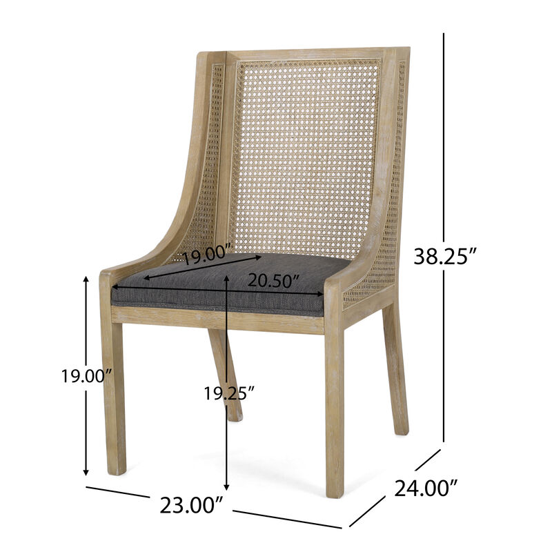 Christopher Knight Home Silvaris Fabric Upholstered Wood and Cane 5 Piece Expandable Dining Set