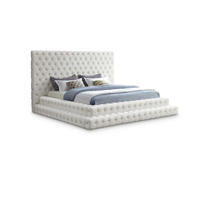 Meridian Furniture Revel Cream Velvet King Bed