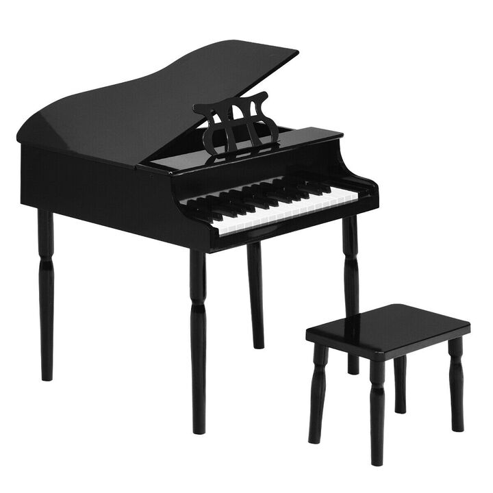 30-Key Wooden Grand Piano for Kids with Bench, Music Rack, and Play Fun