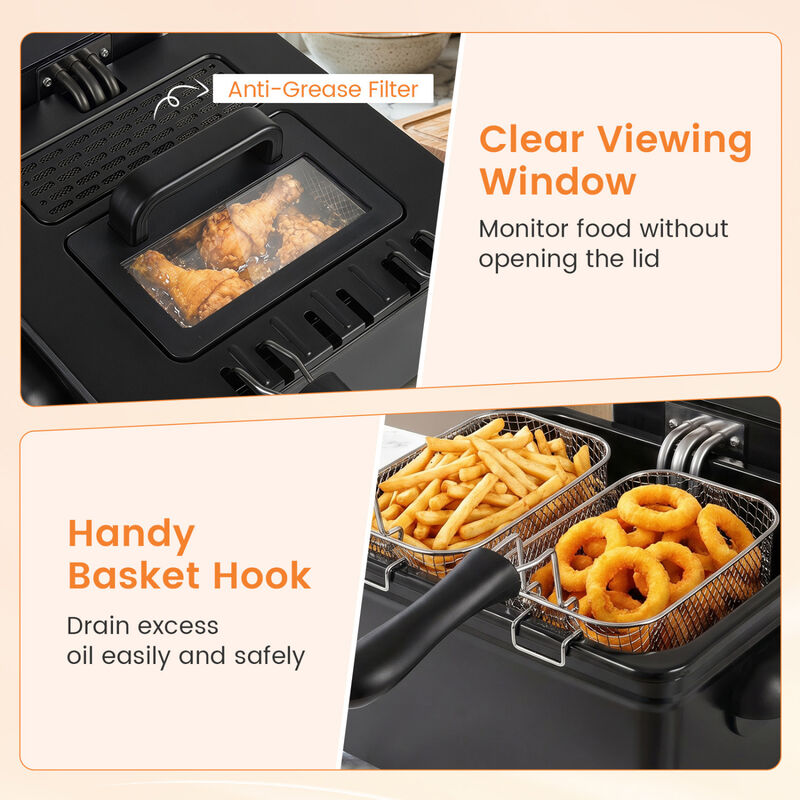 3 Basket Electric Deep Fryer with 1700W Power LED Touchscreen and 6 Preset Settings image number 4