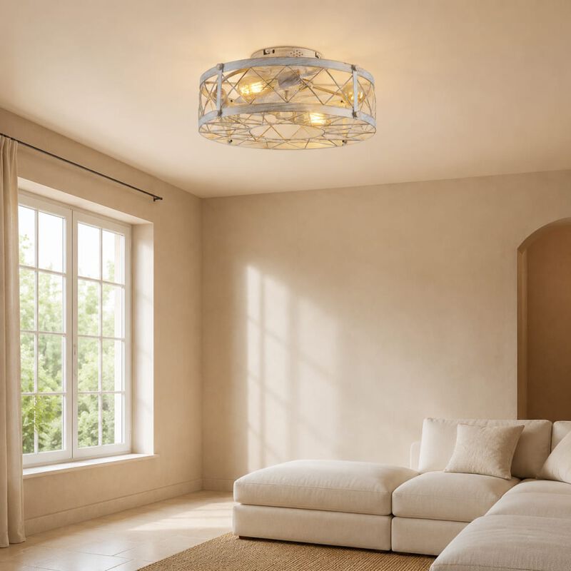 Caged Flush Mount Ceiling Fan image number 2