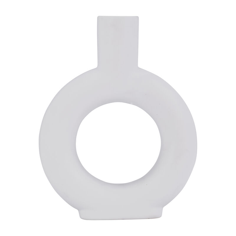 9" White Circle Cut-Out Vase