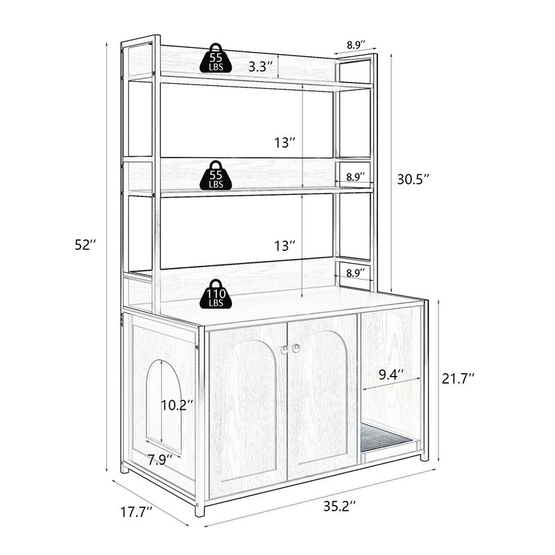 Cat Litter Box Enclosure Hidden Washroom Furniture with Shelf Storage for Stylish Organization image number 1