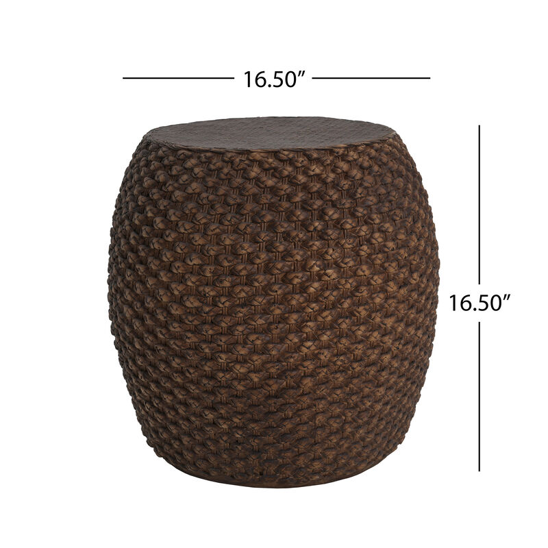 Christopher Knight Home Nirae Outdoor Handcrafted Faux Rattan Lightweight Concrete Accent Table image number 2