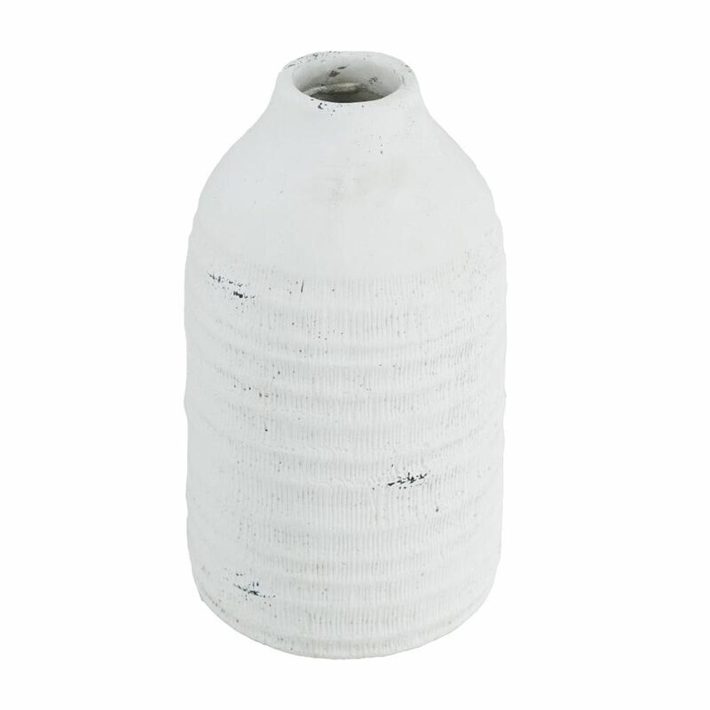 HomeRoots 12" White Stoneware Round Jug Vase image number 0