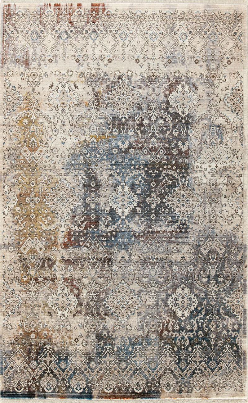 HomeRoots Medallion Distressed Area Rug With Fringe image number 0