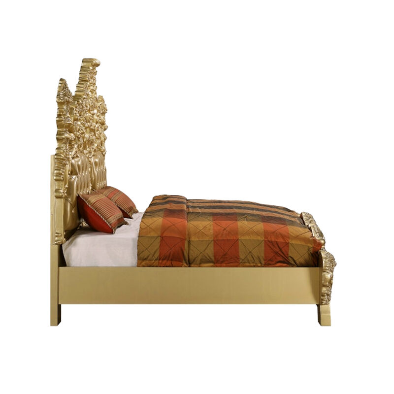 2pc King Bedroom Set, Upholstered Design, Gold, Nightstand image number 6