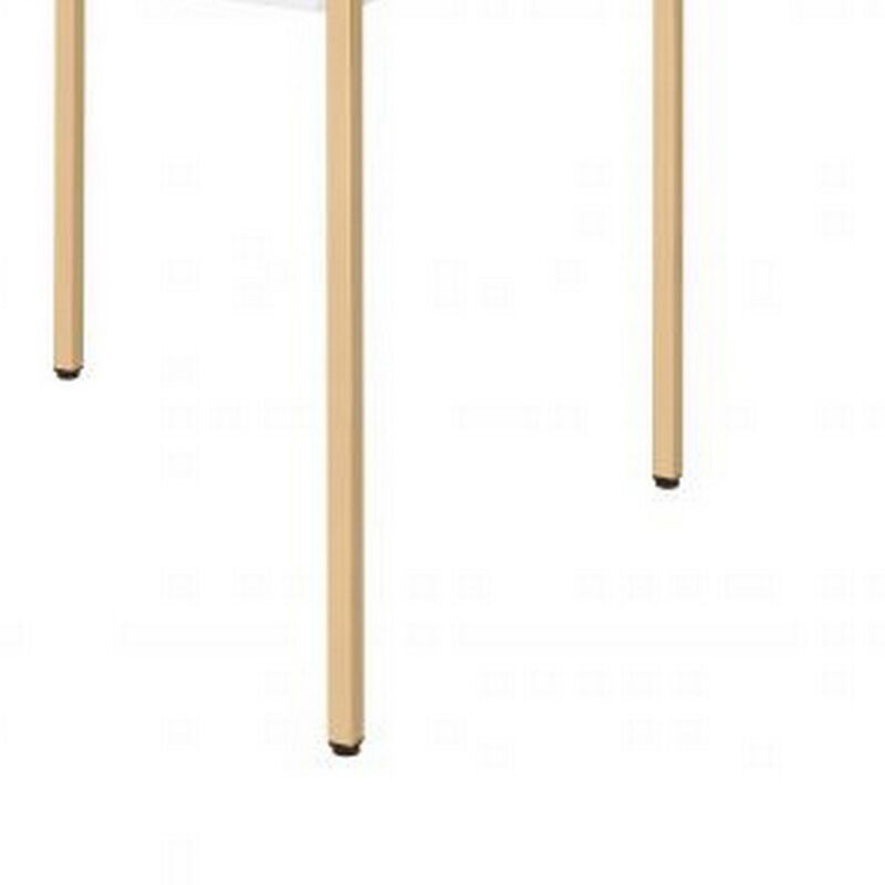 End Table with Metal Tube Legs, White and Gold-Benzara