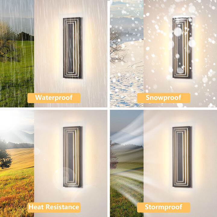 Black 1-Light Outdoor Sconce - 23.6 in. H, Hardwired with LED Bulbs (Set of 2)