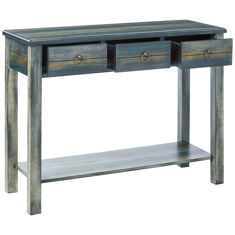 Glancio Beautiful Console Table, Antique Oak & Teal Blue image number 3