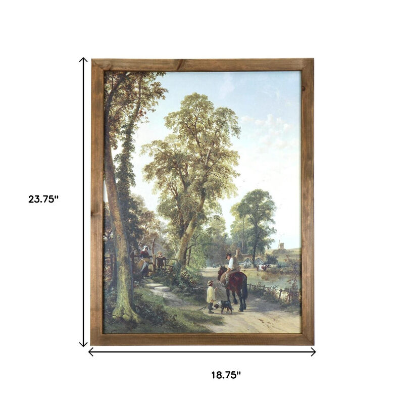 HomeRoots 24" X 19" Green And Brown Horse Trail Landscape Wood Framed Art image number 4