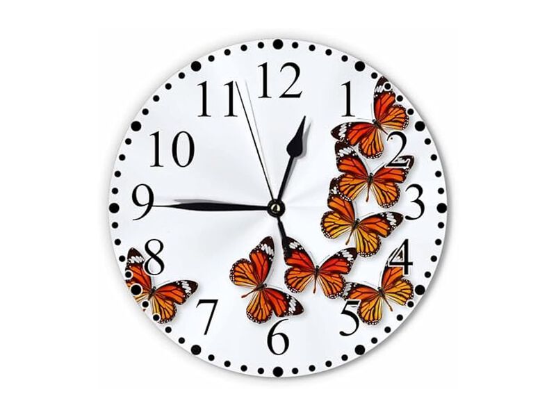 Monarch Butterfly Colorful Laundry Wall Clock 10 Inch Silent Non Ticking image number 0