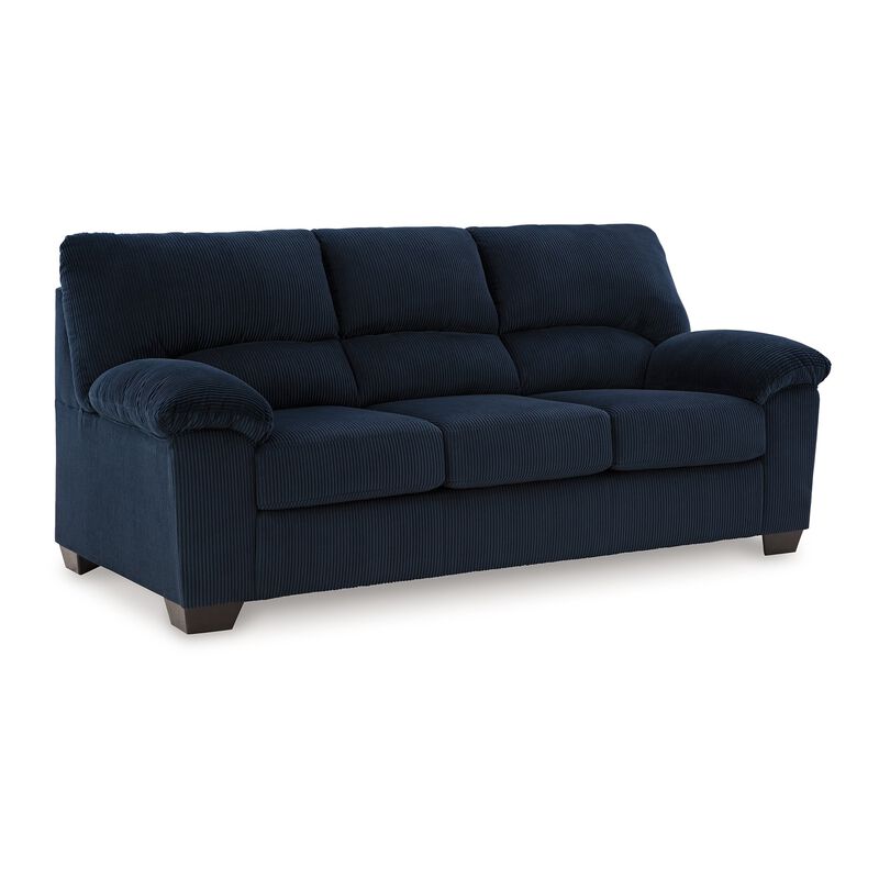 Simy Sofa, Pillow Top Arms, 83 Inch Dark Navy Blue Corduroy Polyester