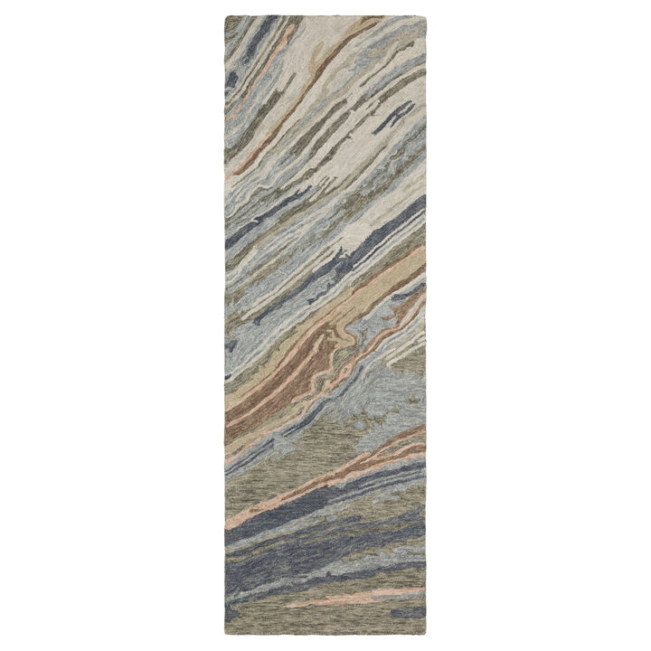 HomeRoots Wool Abstract Hand Tufted Runner Rug