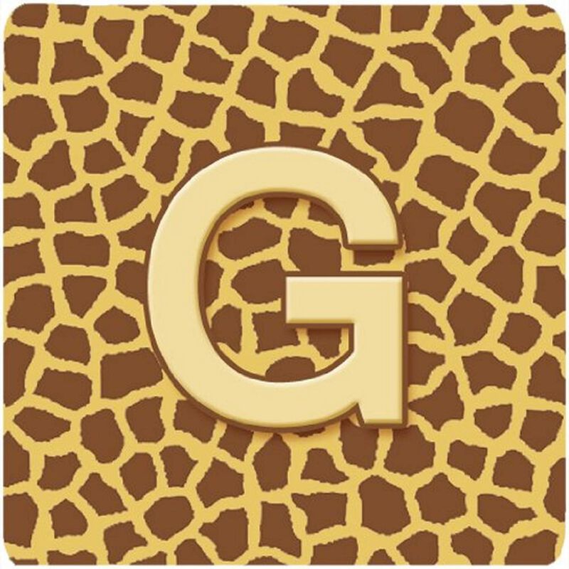 Caroline's Treasures CJ1025-GFC Monogram-Giraffe Foam Coasters (Set of 4), Initial Letter G, 3.5 H x 3.5 W, Multicolor