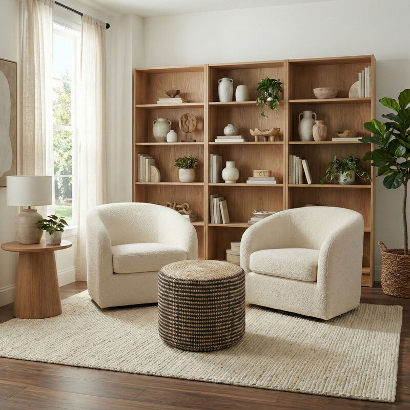 Simpli Home Larissa Round Braided Pouf image number 2